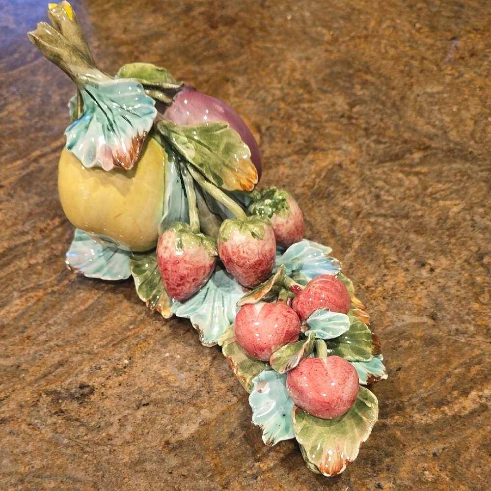 Ceramic Fruit and Leaves Decor Majolica Vintage